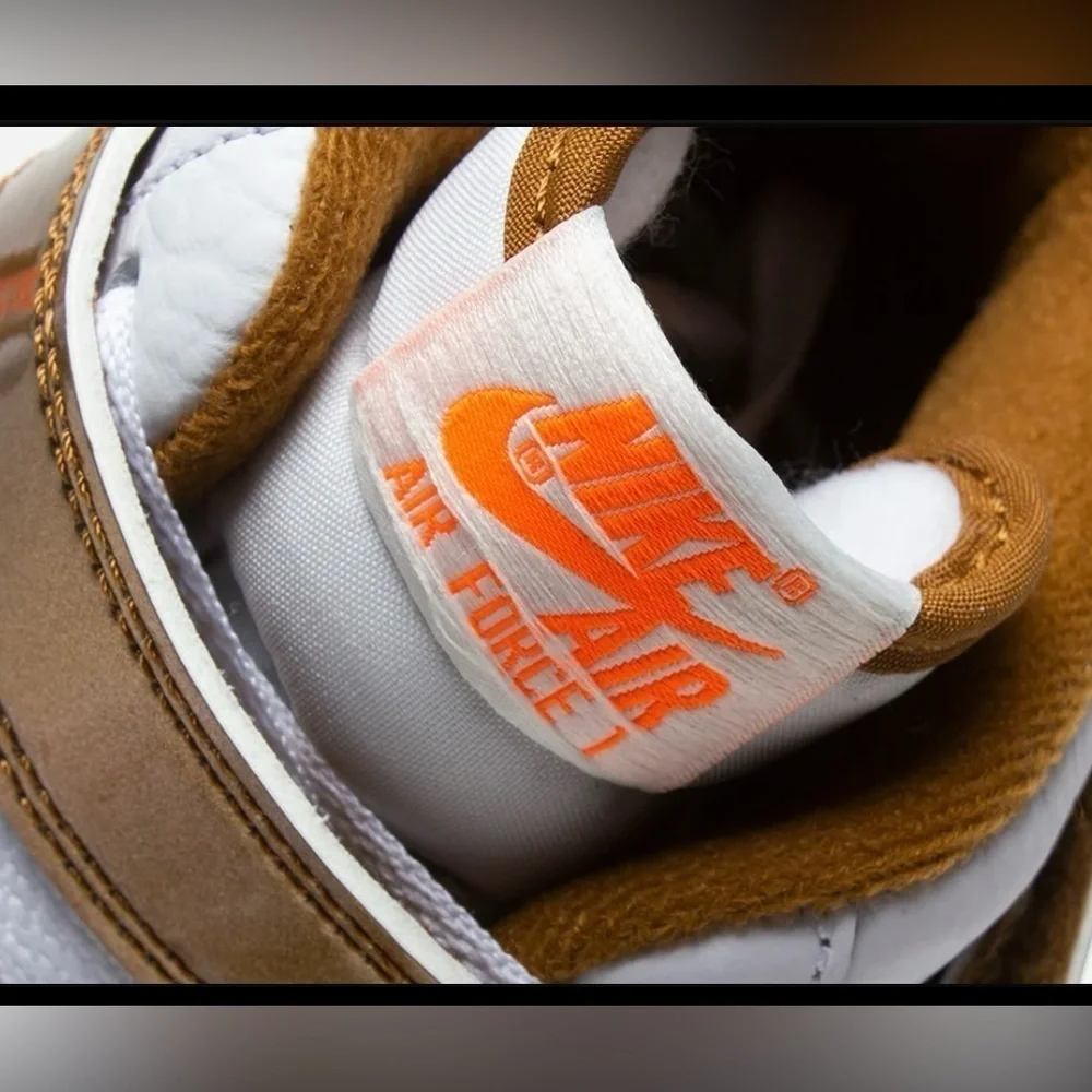Air Force 1 Mid Qs, Men’s shoes Color: white/orange/copper Size:7 Men’s New